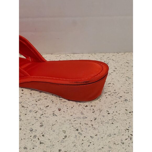 Red faux Silk heels slip-on women's slippers 6.5/7.5 Medium - Picture 7 of 8